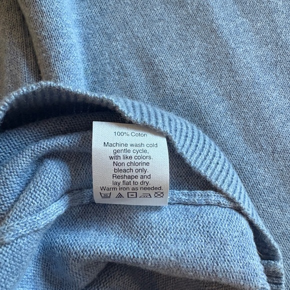 J. Crew Men's Light Gray Crewneck & Light Blue V Neck Cotton Sweaters both SZ M - Picture 8 of 9